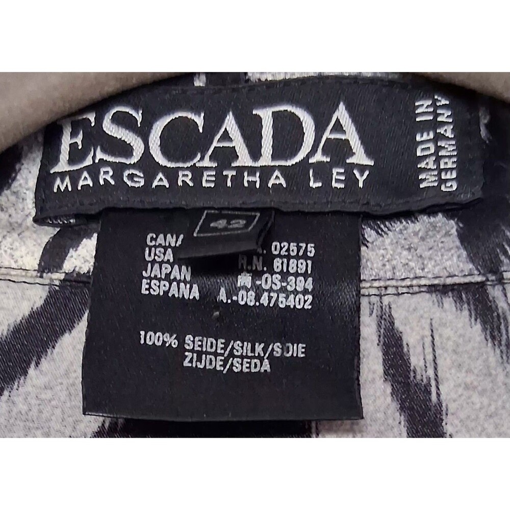 Escada Margaretha Ley Silk Animal Print Button-Up Long Sleeve Blouse 42 /US12/L - Picture 4 of 7